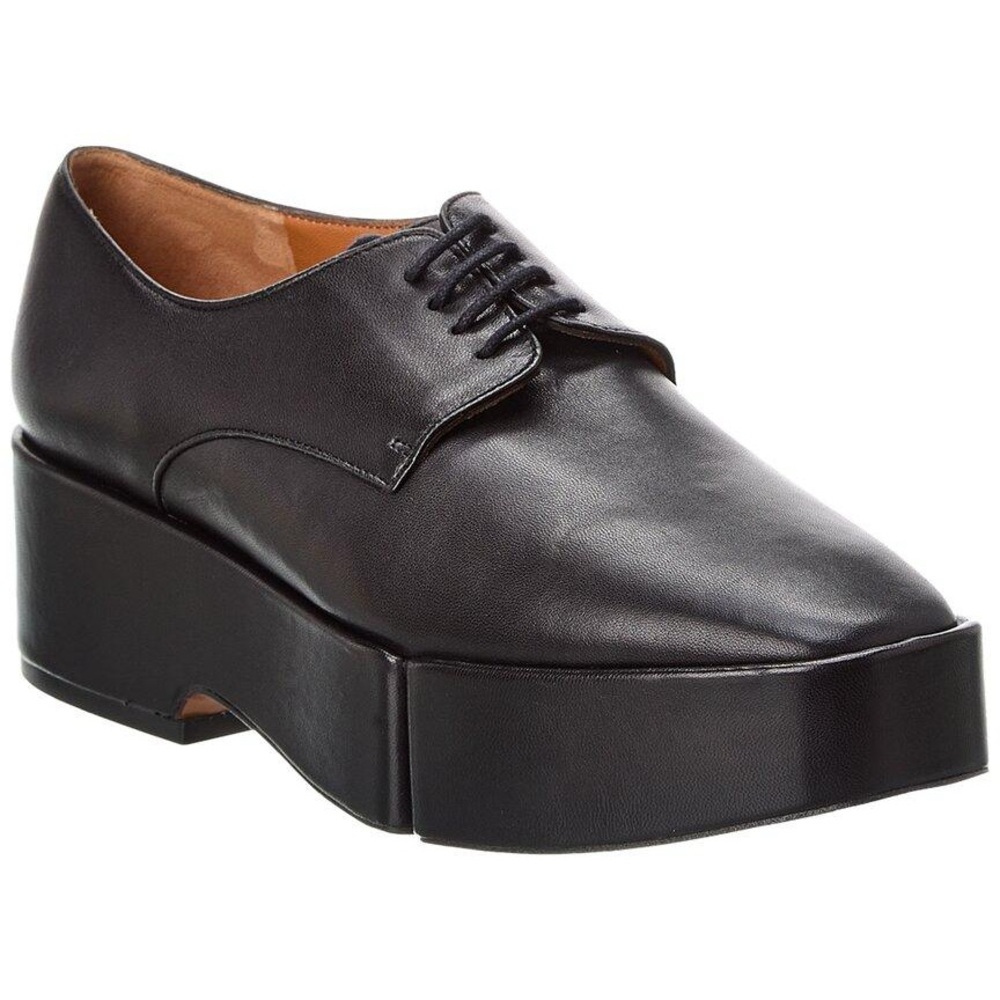 Cleregie Black Leather Split Sole Platform Loafers - image 1